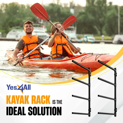 Miniatura 7 de Yes4All Estante de almacenamiento para kayak, soporte de pared para kayak, 400 libras, 4 niveles ajustables, estante para kayak al aire libre, A.