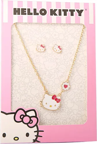 Miniatura 8 de Hello Kitty Juego de joyas para niñas, 18 pulgadas + 3 pulgadas, collar y aretes para niñas, regalos, Sin gemas.