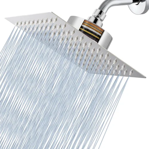 Miniatura 11 de Voolan Cabezal de ducha de lluvia con filtrado - Cabezales de ducha de lluvia grandes de alto flujo hechos de acero inoxidable - Filtro de cabezal