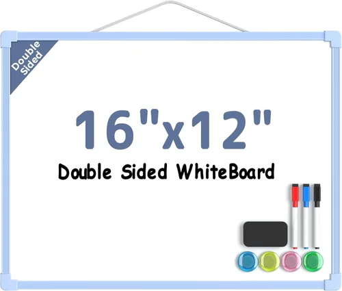Miniatura 19 de MaxGear Pizarra de borrado en seco de doble cara, mini pizarra blanca colgante de 14 x 11 pulgadas, pequeña pizarra blanca con 3 marcadores