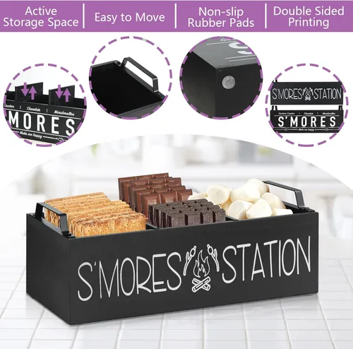 Miniatura 7 de Estación de S'Mores, Carro de S'Mores de Granja con Asas, Kit de S'Mores para Hoguera Caja de Fabricación de S'Mores, Estación de Barra de S'Mores