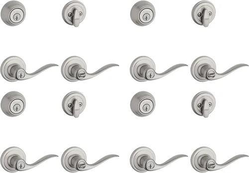 Miniatura 9 de Kwikset Signatures Tustin picaporte SmartKey, cilindro único, paquete combinado, 991TNL 15 SMT CP K4 Níquel satinado