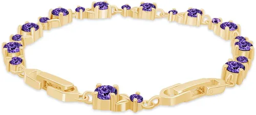 Miniatura 2 de AFFY Pulsera de tenis con forma de hoja de oro amarillo de 14 quilates sobre plata de ley, regalo de San Valentín para ella