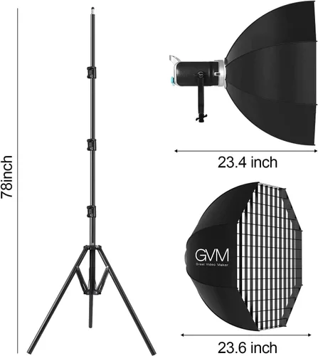 Miniatura 6 de GVM - Luz de video LED de 200 W con caja de luz, SD200D Kit de iluminación de estudio de fotografía con control Bluetooth/DMX, 93000lux@1.6 ft