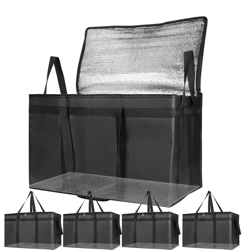 Miniatura 16 de Bodaon - Paquete de 5 bolsas aisladas para entrega de alimentos para comidas frías y calientes, tamaño XXXL, bolsa aislada para catering, bolsa