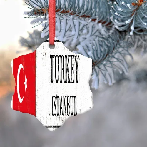 Miniatura 3 de Adornos de Navidad de Estambul 2023, bandera de pavo, decoraciones de Navidad para árbol, país, ciudad, recuerdo, fiesta, vacaciones, decoraciones