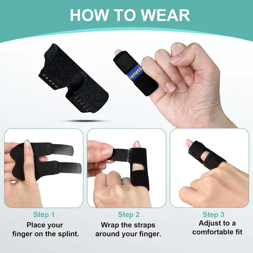 Miniatura 5 de GenetGo Férula pequeña para dedos – Paquete de 2 soportes para dedos rotos, inmovilización de nudillos para dolor de artritis, lesiones deportivas