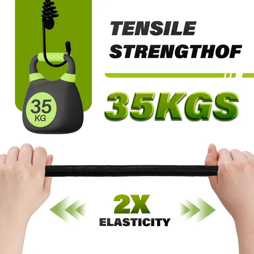 Miniatura 7 de 20 cuerdas elásticas de 6.5 pulgadas con ganchos, sin olor, alta elasticidad, mini cuerdas elásticas para asegurar lonas, equipaje, tiendas