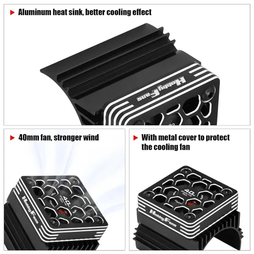 Miniatura 5 de Ventilador de refrigeración RC de 1.575 in con disipador de calor y cubierta de metal, ventilador de motor eléctrico RC con disipador de calor