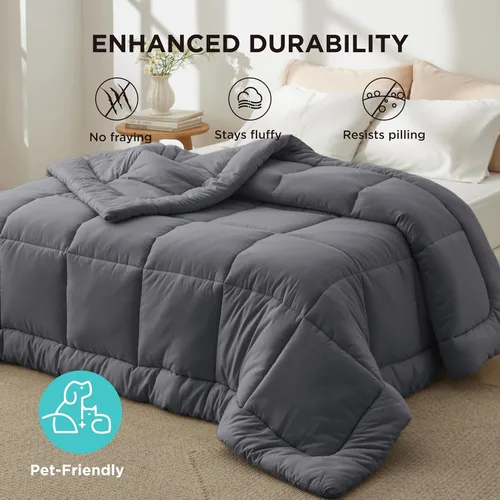 Miniatura 8 de Bedsure - Edredón de color liso Gris