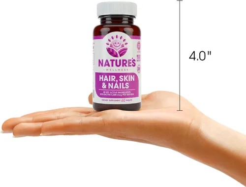 Miniatura 6 de Suplemento nutritivo esencial para el cabello, la piel y las uñas, 60 unidades 4000 mcg de biotina + vitaminas A, C y E, vitaminas del complejo B