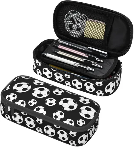 Miniatura 14 de Estuche de lápices con textura de pelota de fútbol americano, bolsa de almacenamiento de gran capacidad, bolsas de papelería con cremallera, soporte