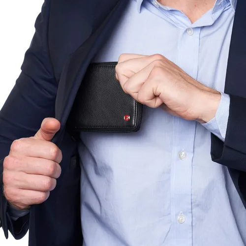 Miniatura 6 de Alpine Swiss Logan - Cartera plegable con cremallera para hombres o mujeres, caja fuerte RFID, viene en una caja de regalo