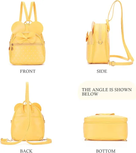 Miniatura 5 de KL928 - Mochila mini con diseño de lunares lindo y moño para niñas convertible a bandolera y bolso para mujeres