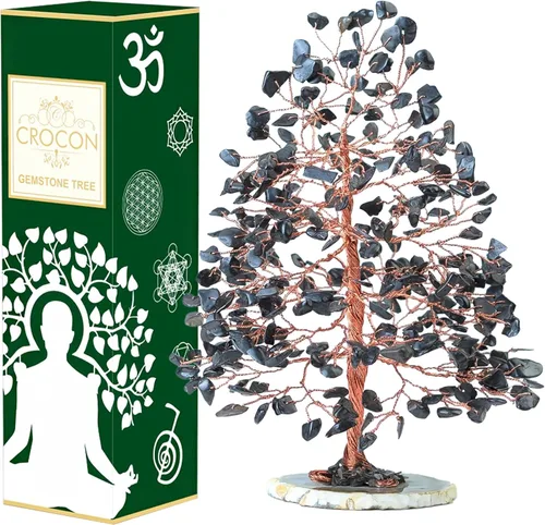 Miniatura 10 de Crocon® Árbol de la vida de 7 chakras, sabiduría espiritual, base de rodajas de ágata, árbol de cristal hecho a mano para energía positiva