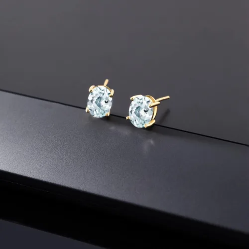Miniatura 77 de Gem Stone King Aretes de oro de 14 quilates con piedra natal ovalada de 0.315 x 0.236 in Aretes de oro para mujer