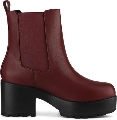 Miniatura 7 de Allegra K Botas de combate Chelsea con tacón grueso y plataforma para mujer, M
