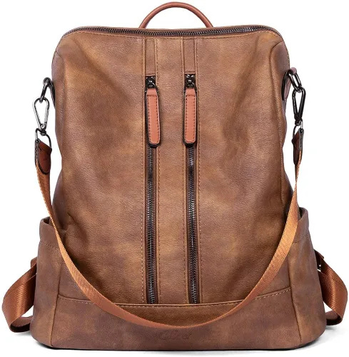 CLUCI Cartera grande de cuero con cremallera alrededor del tarjetero organizador de tarjetas para mujer bolso de mano con mochila para mujer bolso