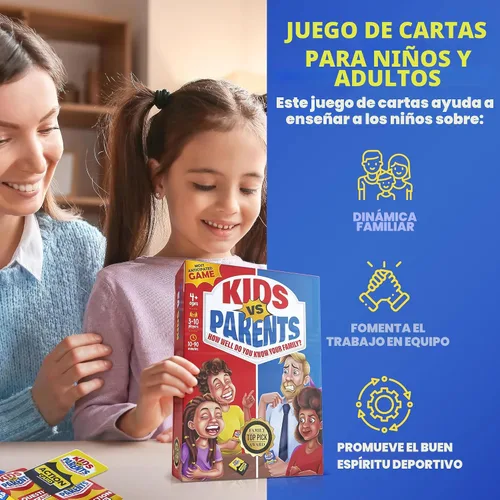 Miniatura 3 de Kids VS Parents - Un divertido juego familiar con iniciadores de conversación y desafíos divertidos - Juego de cartas para niños, adolescentes
