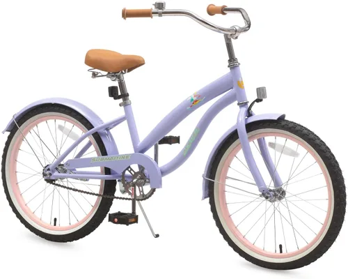 Miniatura 12 de ACEGER Bicicleta crucero de playa para niñas de 5 a 13 años, 16" 18" 20" 24" bicicleta de una sola velocidad para niños incluye freno contrapedal
