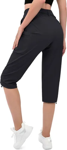 Miniatura 2 de MAGCOMSEN - Pantalones de senderismo para mujer, tipo capri y cargo, ligeros, elásticos, resistentes al agua, con 5 bolsillos para exterior