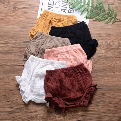 Miniatura 6 de Conjunto de 3 piezas de pantalones cortos para recién nacidos, para bebés, niñas y niños, mezcla de lino y algodón, lindos pantalones cortos