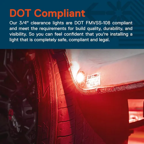 Miniatura 2 de TRUE MODS 10 piezas de luz de marcador LED de 3/4" de diámetro rojo para remolque de 12V [3 cables/Giro/Freno/Luces traseras TBT] [DOT FMVSS 108]