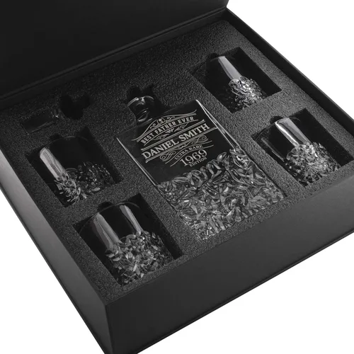 Miniatura 7 de Juego de decantador de whisky personalizado – Juego de regalo de licor personalizado de 5 piezas con 4 vasos y decantador grabado – 27.1 fl oz