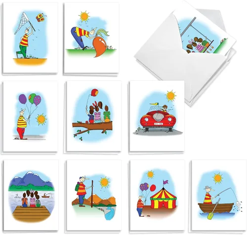 Miniatura 18 de The Best Card Company - Surtido de 20 tarjetas de notas en blanco (4 x 5.12 pulgadas) (10 diseños, 2 de cada uno) - Globo pequeño AM7045OCB-B2x10