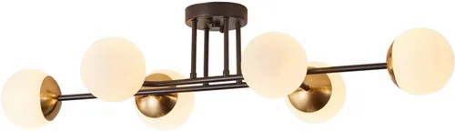 Miniatura 2 de Aiwen Moderna lámpara Sputnik de montaje semiempotrado con 6 luces de cristal negro dorado para techo, globo rústico, iluminación de techo regulable