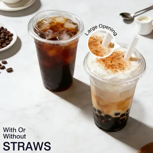 Miniatura 8 de ARTLYMERS Paquete de 100 vasos de plástico transparente de 16 onzas con tapas, tazas desechables para café helado con tapas para sorbos para bebidas