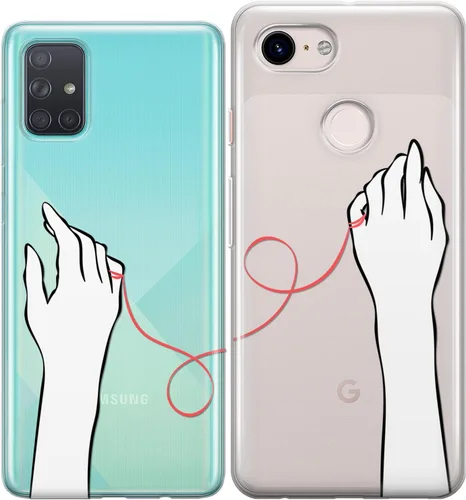 Miniatura 6 de Fundas a juego para parejas compatibles con iPhone 15 14 13 Pro Max 12 Mini 11 Xs 6s 8 Plus 7 Xr 10 SE X 5 Lindas nuevas manos rojas Cadena del Hilo