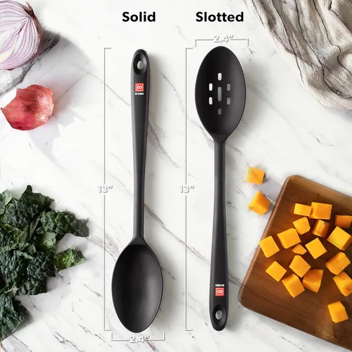 Miniatura 5 de DI ORO - Cucharas de silicona para cocinar, cucharas de cocina grandes para mezclar, servir y agitar, utensilios antiadherentes resistentes al calor