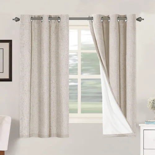 Miniatura 209 de H.VERSAILTEX Cortinas opacas de lino de 72 pulgadas de largo, 100% absolutamente opacas, con aislamiento térmico, con textura de lino, cortinas