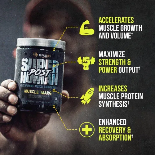 Miniatura 2 de Alpha Lion Superhuman - Polvo posentrenamiento, bebida de constructor muscular, monohidrato de creatina + más para el crecimiento muscular magro
