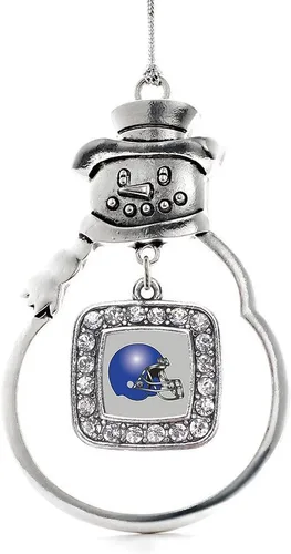 Miniatura 251 de Inspired Silver - Adorno de rodillo de reina - Adorno cuadrado de plata con muñeco de nieve con joyas de circonita cúbica