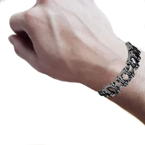 Miniatura 2 de Pulsera de cadena de eslabones para hombre, acero inoxidable, color negro, 0.748 in