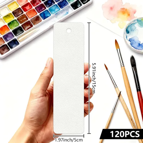 Miniatura 2 de 120 hojas de papel de acuarela, 1.9 x 5.9 pulgadas, 140 lb/300 GSM, papel de acuarela de prensa en frío, papel de acuarela a granel para artistas