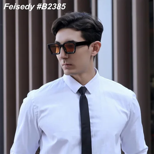 Miniatura 122 de FEISEDY Gafas de sol cuadradas retro de los años 90 para mujeres y hombres, gafas de sol rectangulares gruesas de moda con protección UV400 B2385