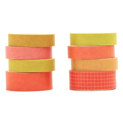 Miniatura 10 de YUBBAEX - Juego de 8 rollos de cinta adhesiva básica Washi de color sólido con cuadrícula, cinta adhesiva decorativa para arte, manualidades DIY