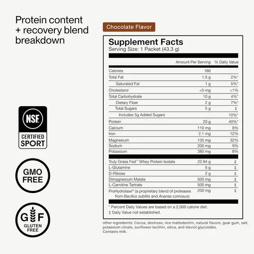 Miniatura 7 de Momentous Recovery Proteína de suero de vacas alimentadas a pasto en polvo - 20 g de proteína aislada de suero post-entrenamiento - Certificado NSF