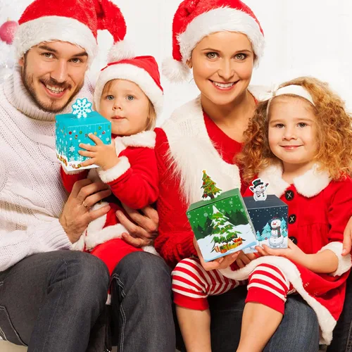 Miniatura 9 de 24 cajas de regalo de Navidad, caja de dulces de Navidad 3D para niños, galletas de Navidad, adornos de papel, cajas de Papá Noel para escuela