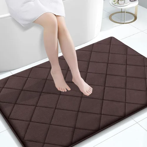 Miniatura 202 de OLANLY Tapete de baño de espuma viscoelástica de 24 x 16 pulgadas, ultra suave y absorbente, lavable a máquina, cómodo tapete de baño para suelo