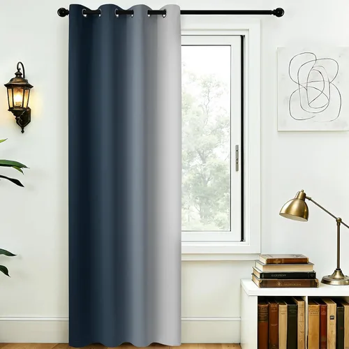Miniatura 81 de COSVIYA Cortinas 100% Opacas Azul Degradado con Lazos Ajustables para Cocina Aislamiento Térmico Oscurecimiento de Habitación Cenefa con Bolsillo