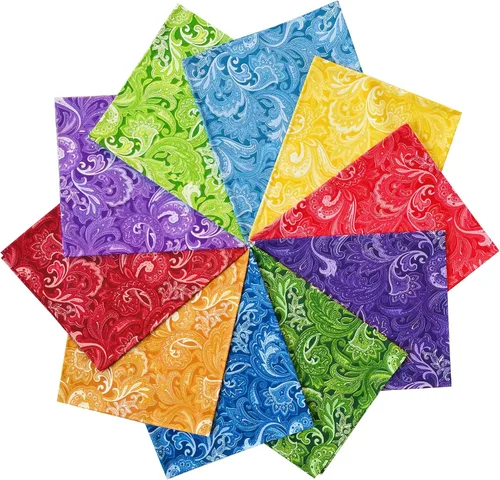 Miniatura 10 de Paquetes de tela de 18 x 22 pulgadas, paquetes de tela de acolchado 100% algodón para colcha, proyecto de costura, cuadrados de edredón precortados