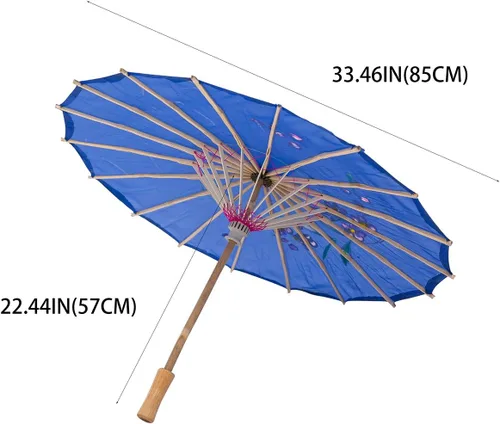 Miniatura 3 de THY COLLECTIBLES Sombrilla china japonesa de 33 pulgadas para bodas, fotografías, disfraces, cosplay, decoración y otros eventos (azul)