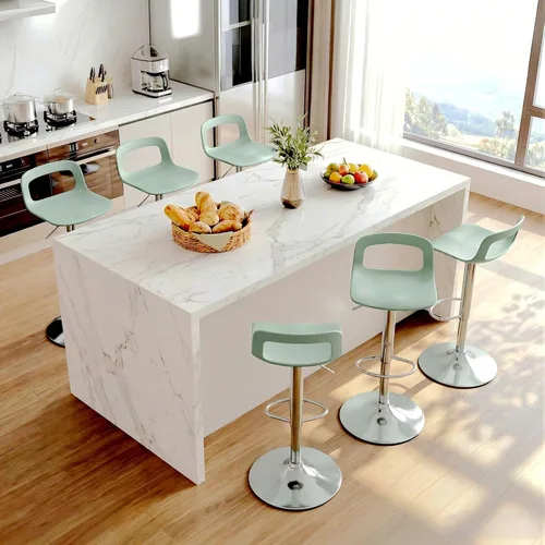 Miniatura 20 de LSSPAID Juego de 4 taburetes de bar giratorios de 360° de altura ajustable con respaldo y reposapiés, sillas de bar modernas de altura de mostrador