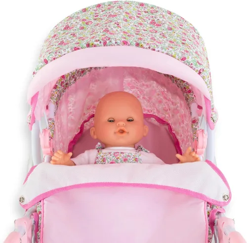 Miniatura 6 de Corolle Cochecito de muñeca de bebé para niñas, cochecito de bebé plegable de juguete para muñecas con diseño de carro, cochecito rosa