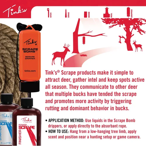 Miniatura 7 de TINK'S Power Scrape Starter Botella de 4 onzas líquidas Accesorios de caza, arrancador de raspado simulado para rasguños naturales