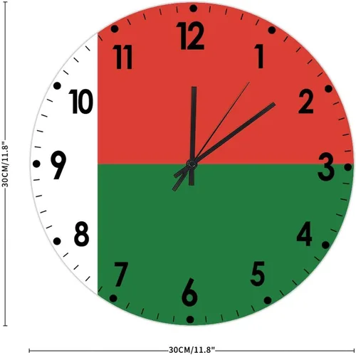 Miniatura 504 de Cheyan Reloj de pared con bandera de Canadá de 12 pulgadas, silencioso, sin tictac, de PVC, funciona con pilas, reloj redondo decorativo, regalo